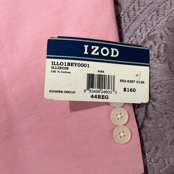 Izod Mens Classic Fit Suit Jacket Blazer Solid Light Pink NEW with Tags Size 44 - Picture 7 of 10